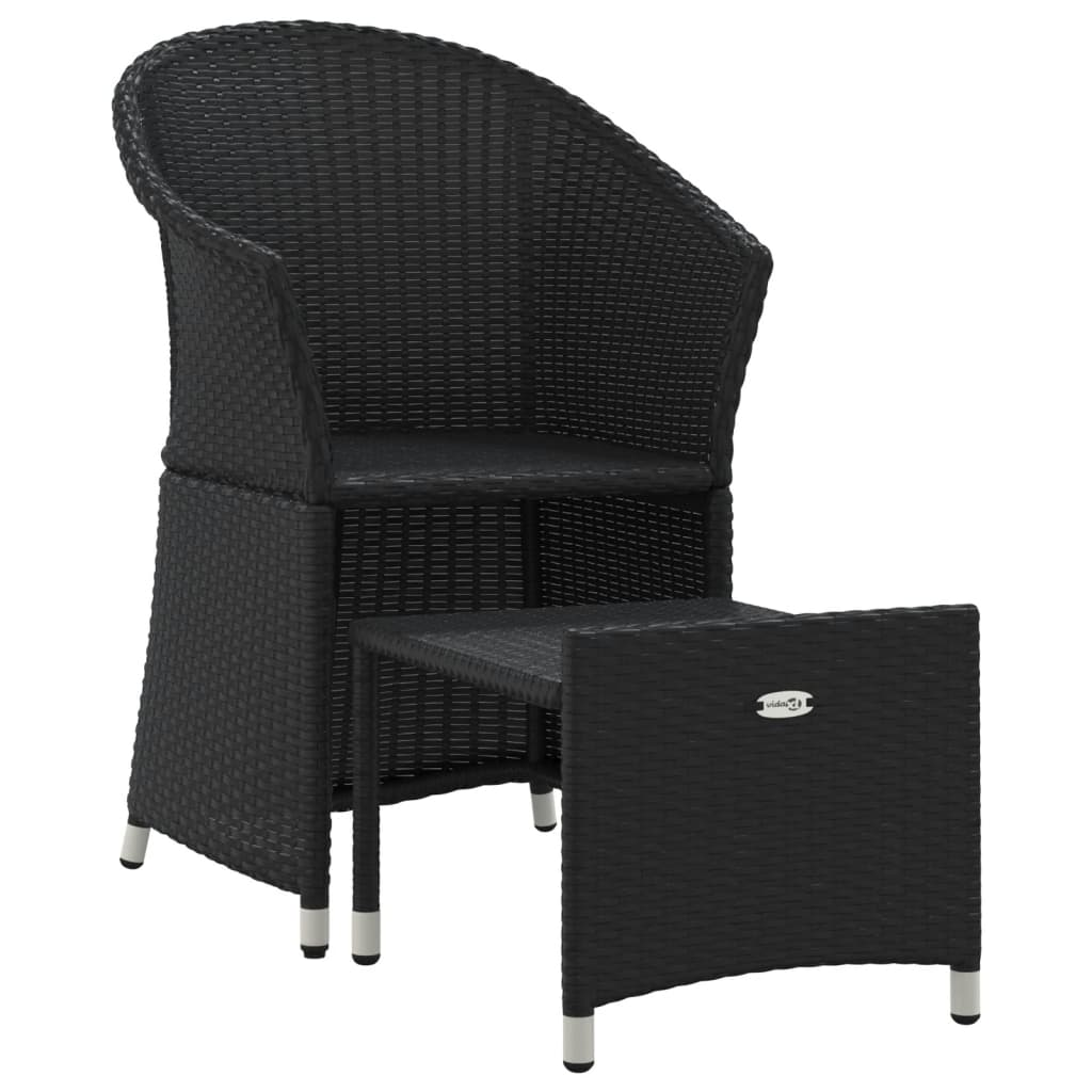 vidaXL 2 Piece Patio Lounge Set with Cushions Black Poly Rattan