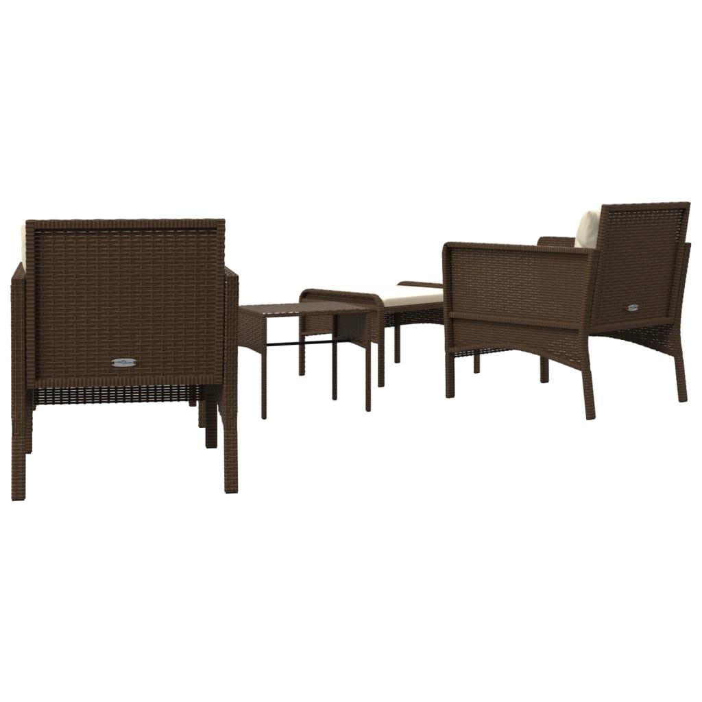 vidaXL 5 Piece Patio Lounge Set with Cushions Brown Poly Rattan