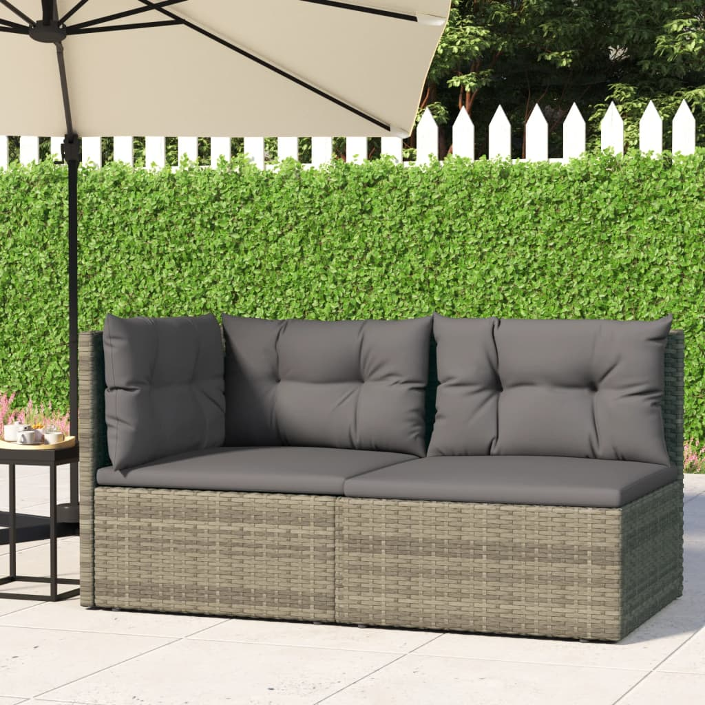 vidaXL 2 Piece Patio Lounge Set with Cushions Gray Poly Rattan