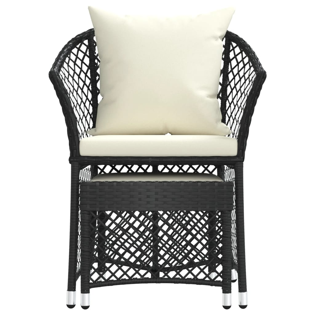 vidaXL 2 Piece Patio Lounge Set with Cushions Black Poly Rattan