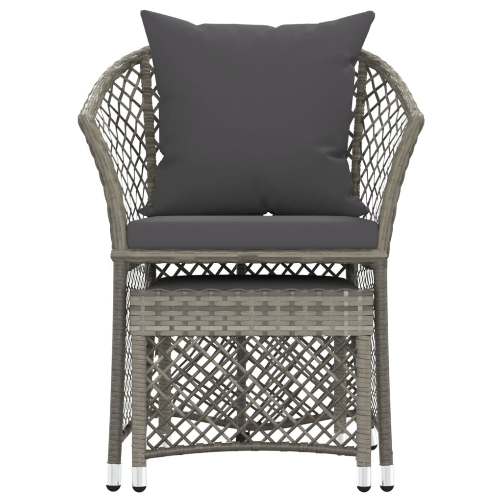 vidaXL 2 Piece Patio Lounge Set with Cushions Gray Poly Rattan