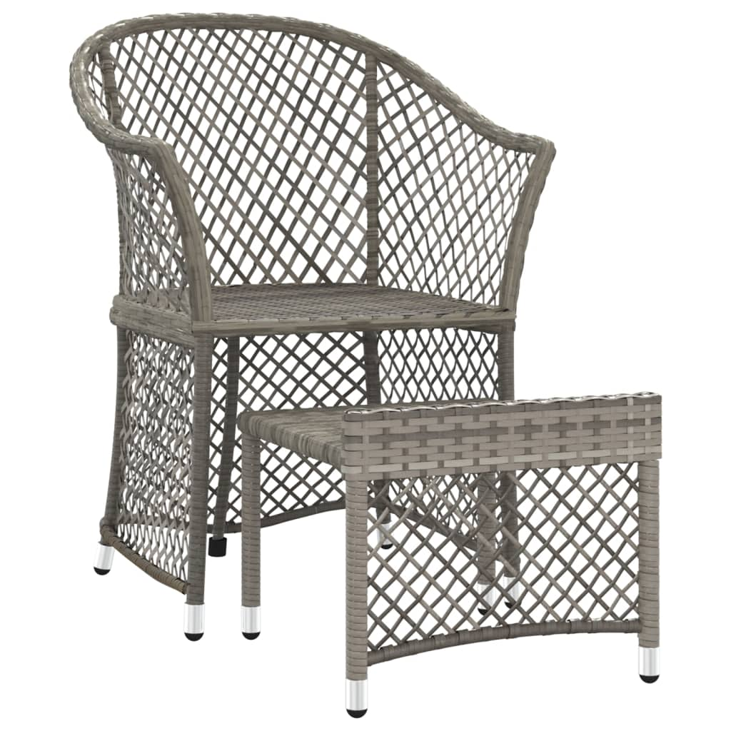 vidaXL 2 Piece Patio Lounge Set with Cushions Gray Poly Rattan