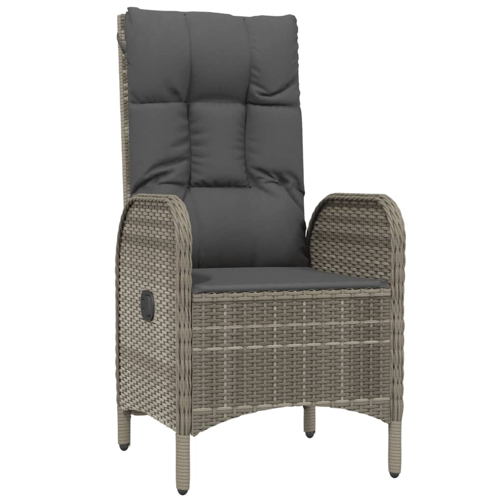 vidaXL 3 Piece Patio Lounge Set with Cushions Gray Poly Rattan