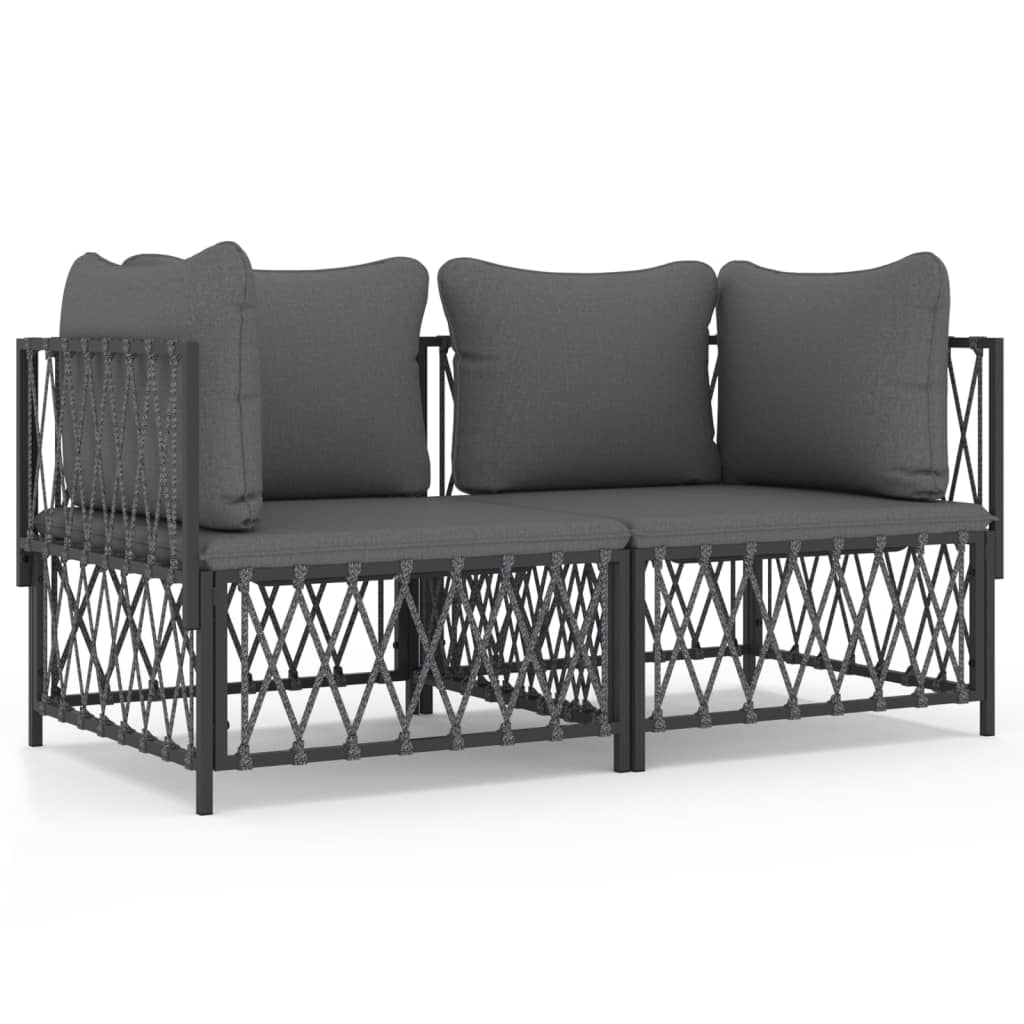 vidaXL 2 Piece Patio Lounge Set with Cushions Anthracite Steel