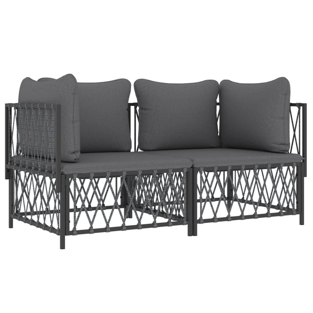 vidaXL 2 Piece Patio Lounge Set with Cushions Anthracite Steel