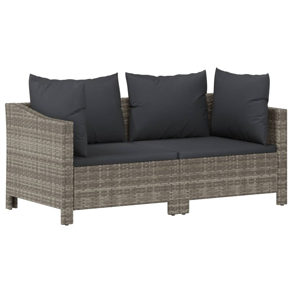 vidaXL 3 Piece Patio Lounge Set with Cushions Gray Poly Rattan