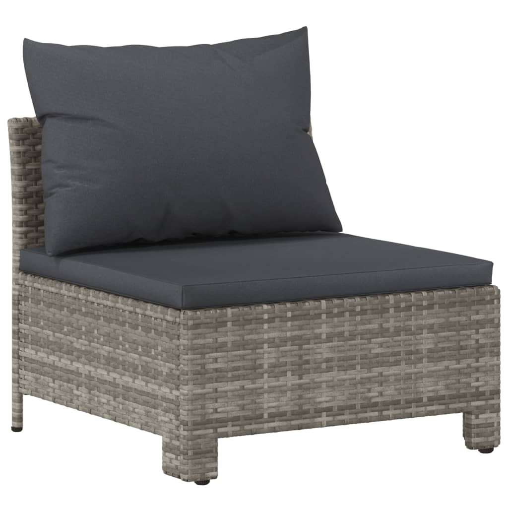 vidaXL 3 Piece Patio Lounge Set with Cushions Gray Poly Rattan