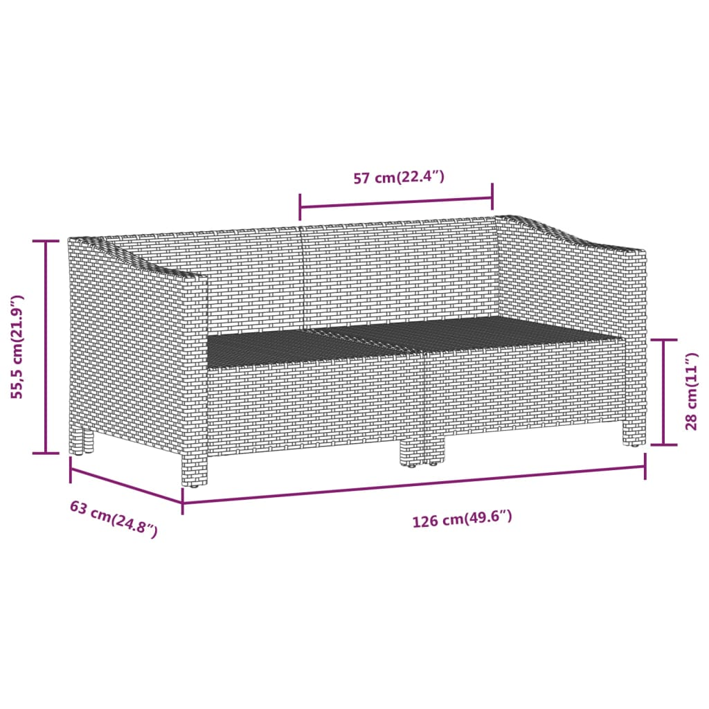 vidaXL 3 Piece Patio Lounge Set with Cushions Gray Poly Rattan