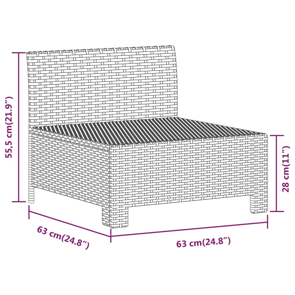 vidaXL 3 Piece Patio Lounge Set with Cushions Gray Poly Rattan