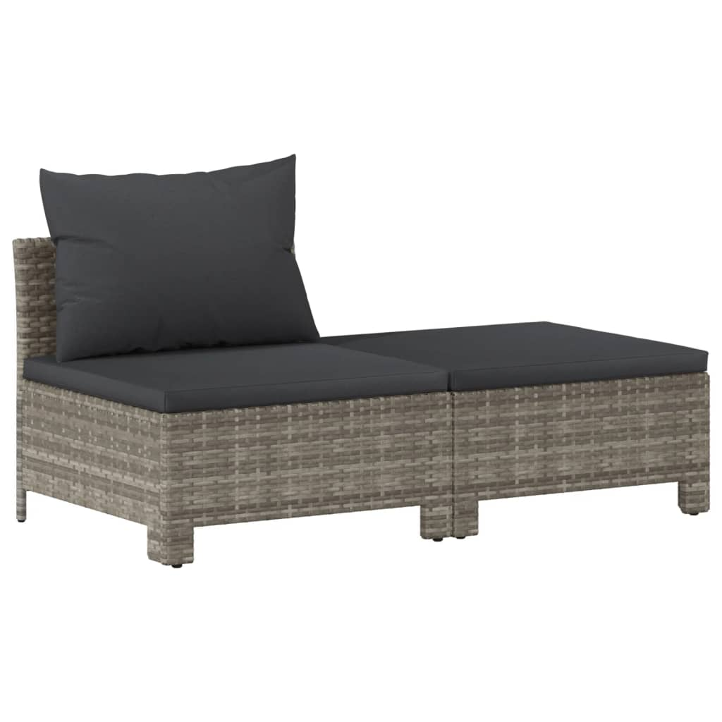 vidaXL 2 Piece Patio Lounge Set with Cushions Gray Poly Rattan