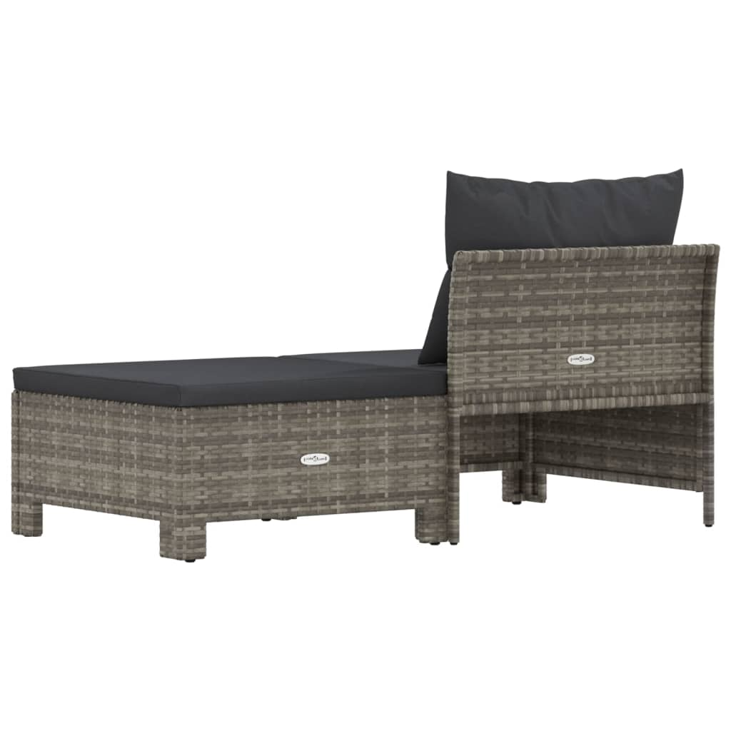 vidaXL 2 Piece Patio Lounge Set with Cushions Gray Poly Rattan