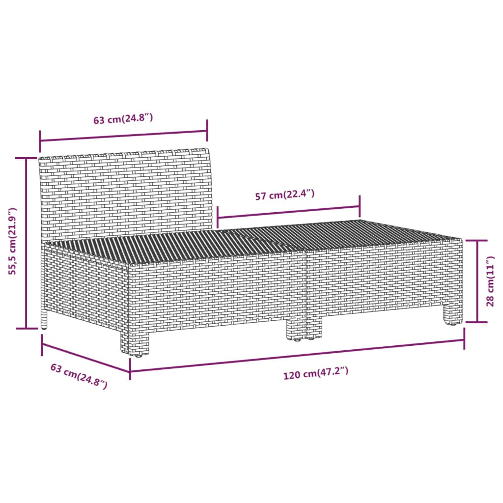 vidaXL 2 Piece Patio Lounge Set with Cushions Gray Poly Rattan