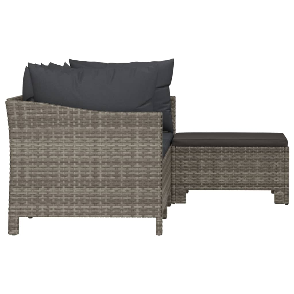 vidaXL 4 Piece Patio Lounge Set with Cushions Gray Poly Rattan