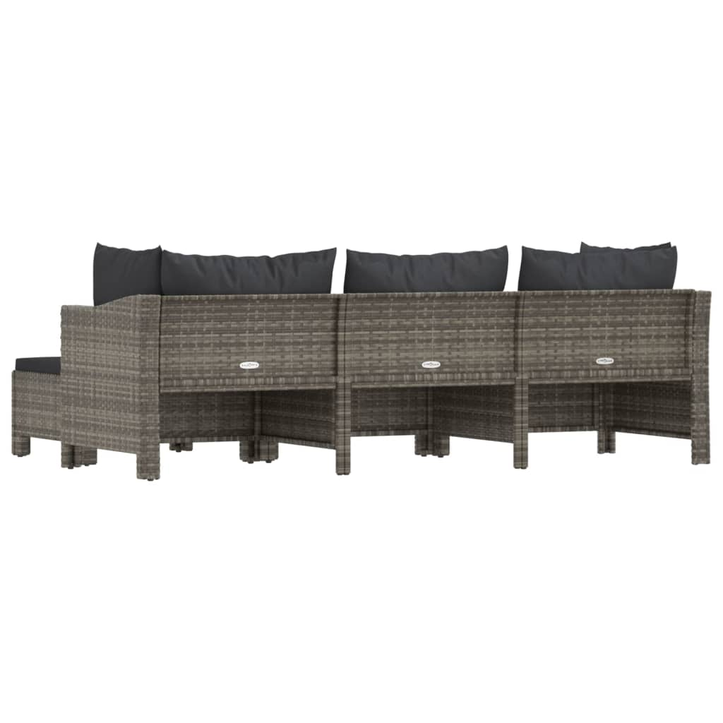 vidaXL 4 Piece Patio Lounge Set with Cushions Gray Poly Rattan