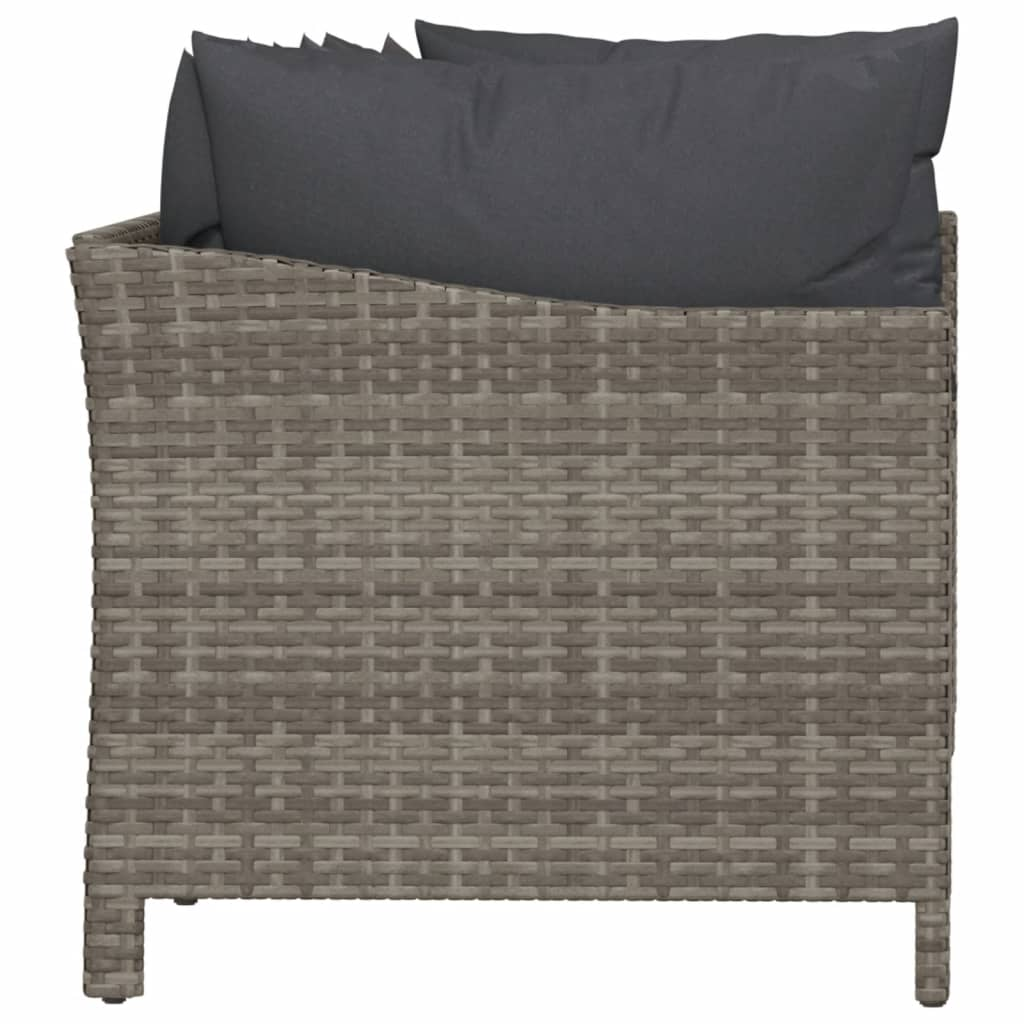 vidaXL 4 Piece Patio Lounge Set with Cushions Gray Poly Rattan