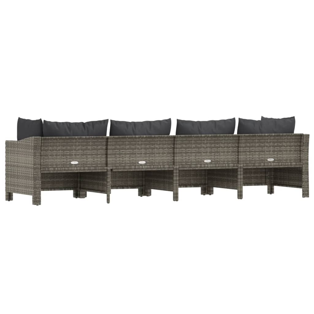 vidaXL 4 Piece Patio Lounge Set with Cushions Gray Poly Rattan