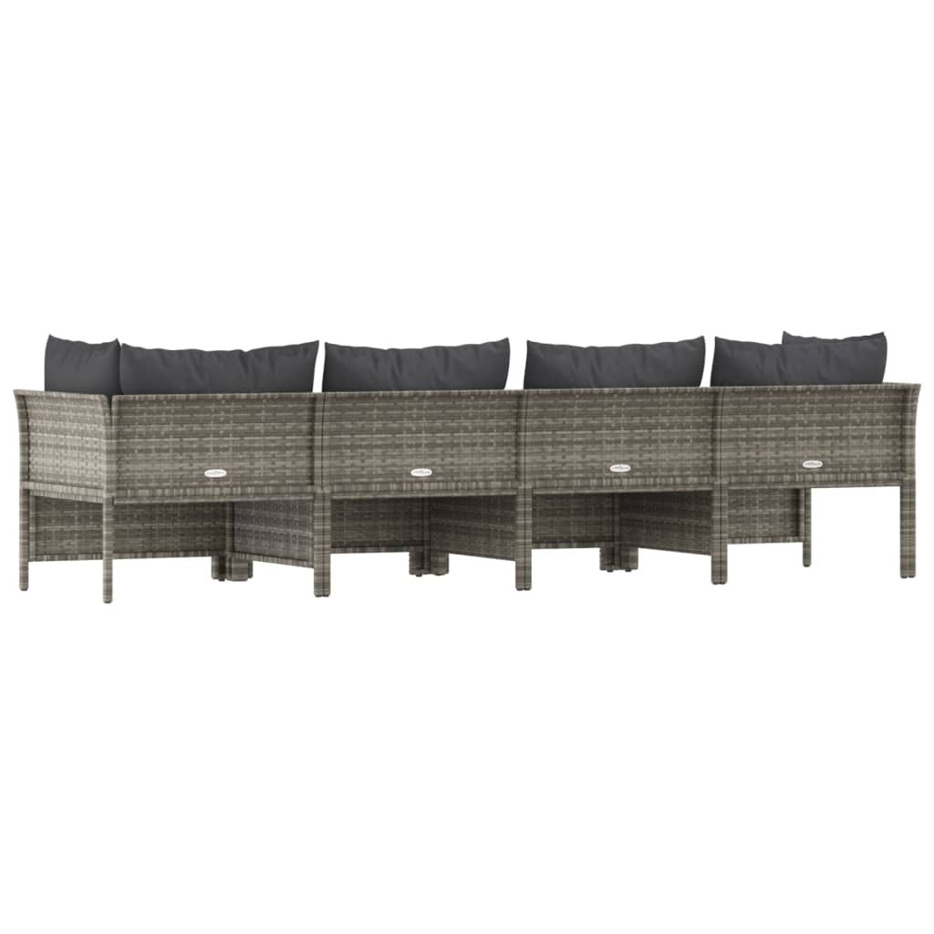 vidaXL 4 Piece Patio Lounge Set with Cushions Gray Poly Rattan