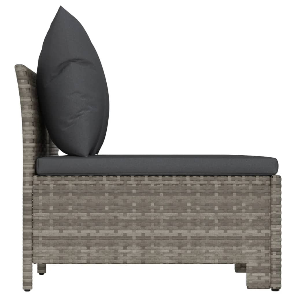 vidaXL 3 Piece Patio Lounge Set with Cushions Gray Poly Rattan