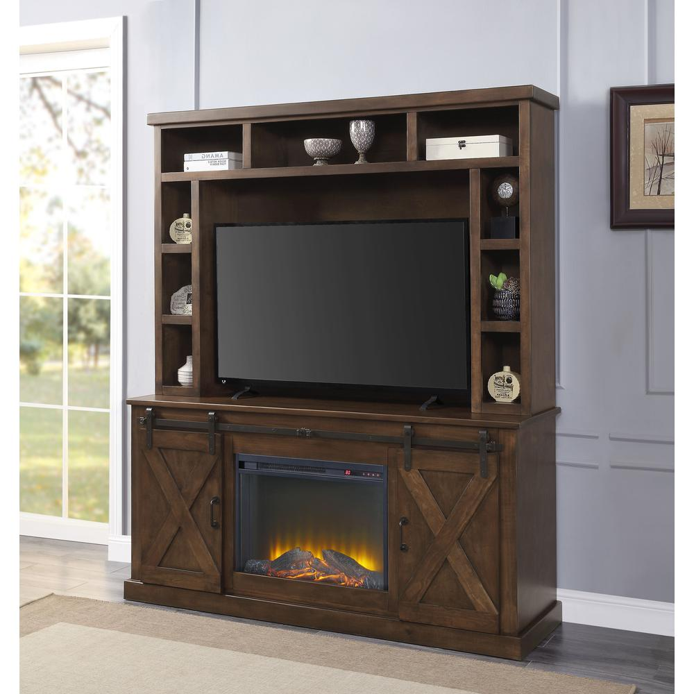 ACME Aksel Entertainment Center w/Fireplace, Walnut