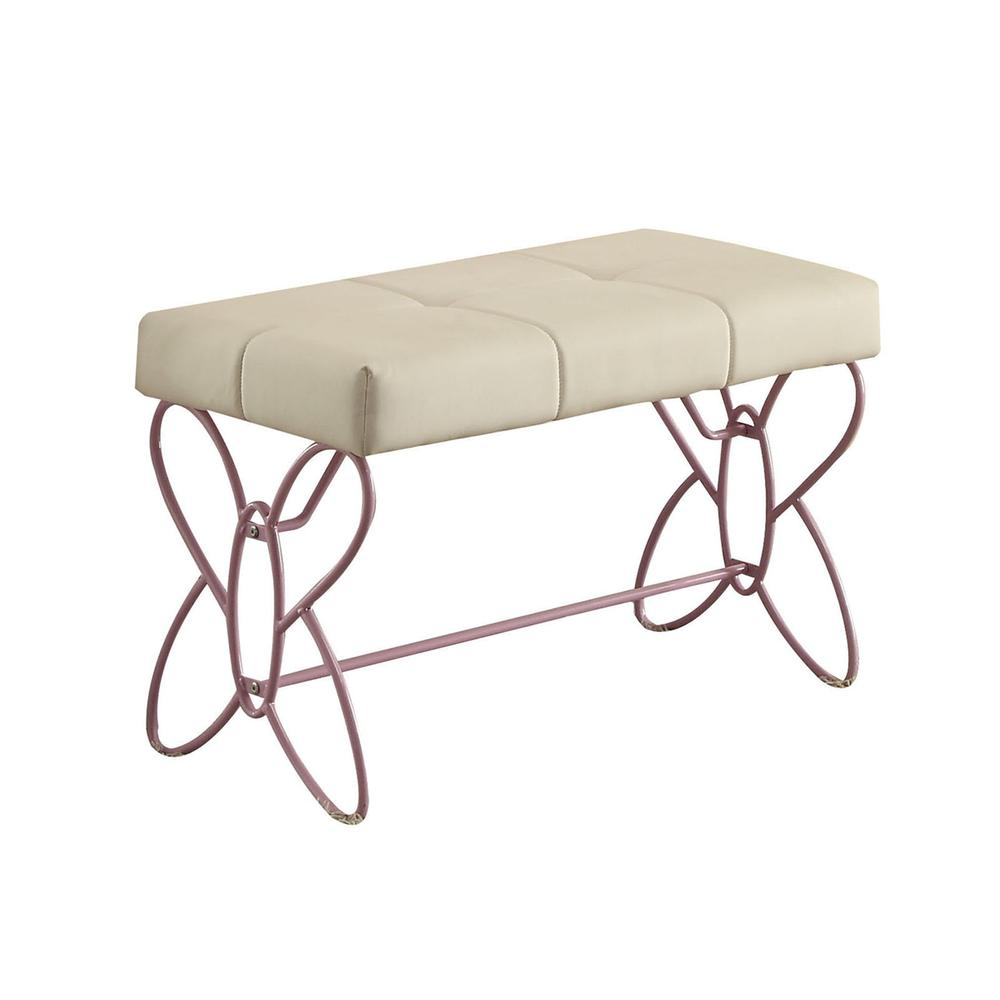 Priya II Bench, White & Light Purple