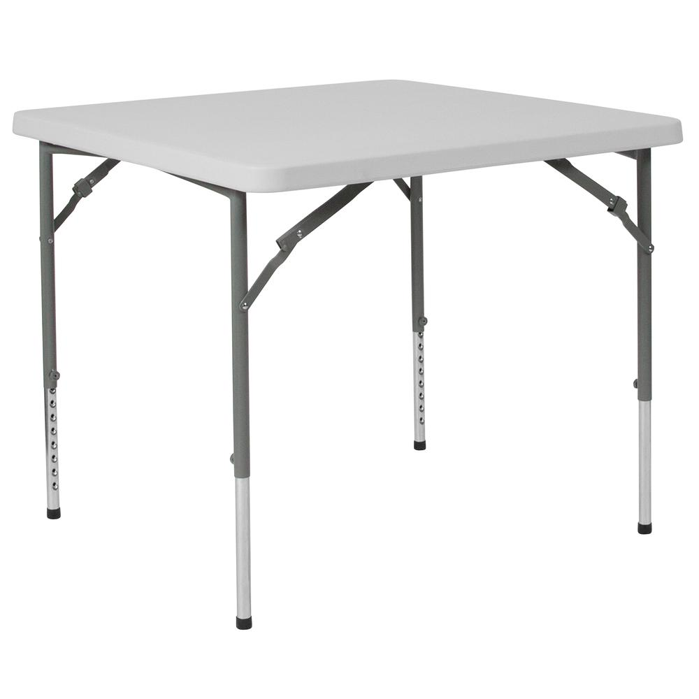 2.79-Foot Square Height Adjustable Granite White Plastic Folding Table