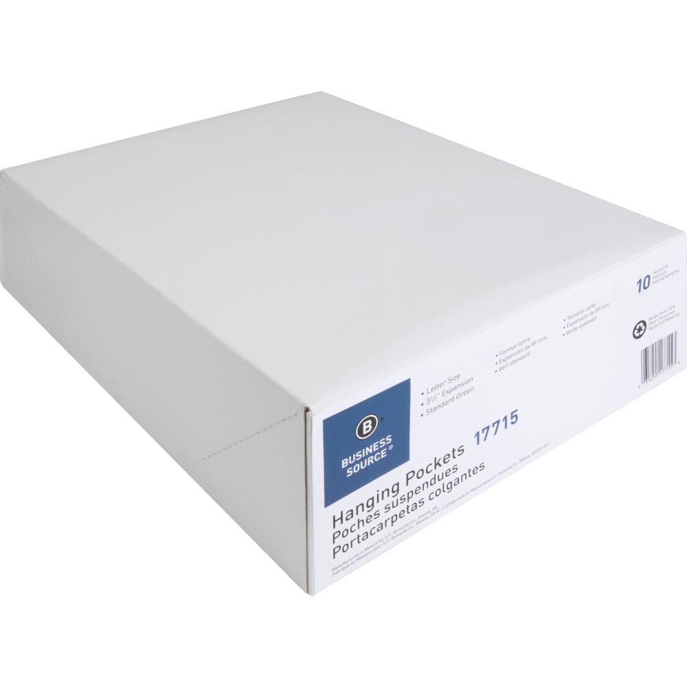 Business Source Letter Recycled File Pocket - 8 1/2" x 11" - 3 1/2" Expansion - 10% Recycled - 10 / Box