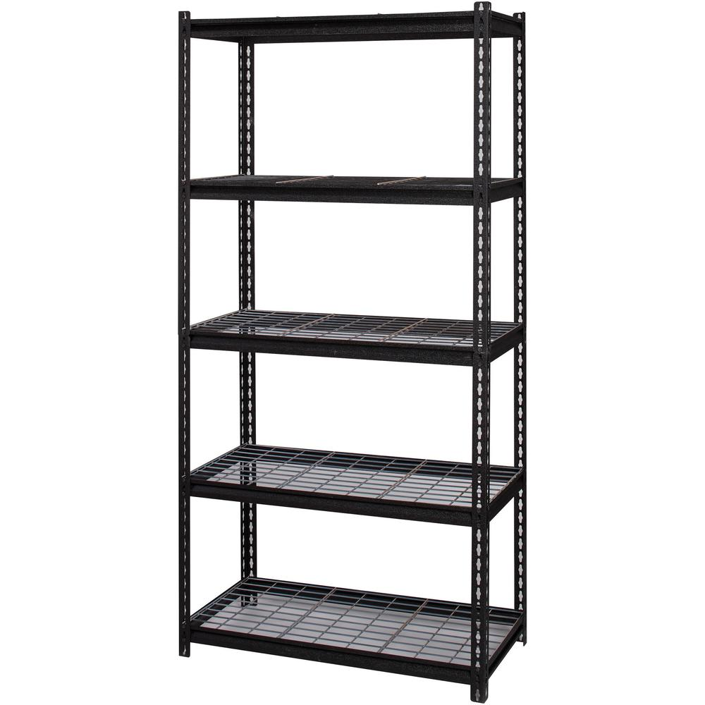 Lorell Wire Deck Shelving - 5 Shelf(ves) - 72" Height x 36" Width x 18" Depth - 28% Recycled - Black - Steel - 1 Each