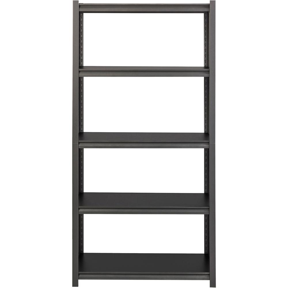 Lorell Iron Horse 3200 lb Capacity Riveted Shelving - 5 Shelf(ves) - 72" Height x 36" Width x 18" Depth - 30% Recycled - Black - Steel, Laminate - 1 Each