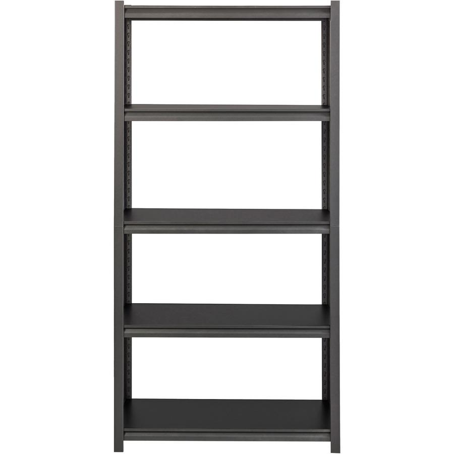 Lorell Iron Horse 3200 lb Capacity Riveted Shelving - 5 Shelf(ves) - 72" Height x 36" Width x 18" Depth - 30% Recycled - Black - Steel, Laminate - 1 Each