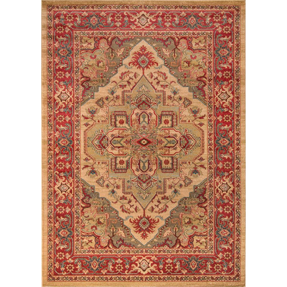 Traditional Rectangle Area Rug, Beige, 5'3" X 7'6"