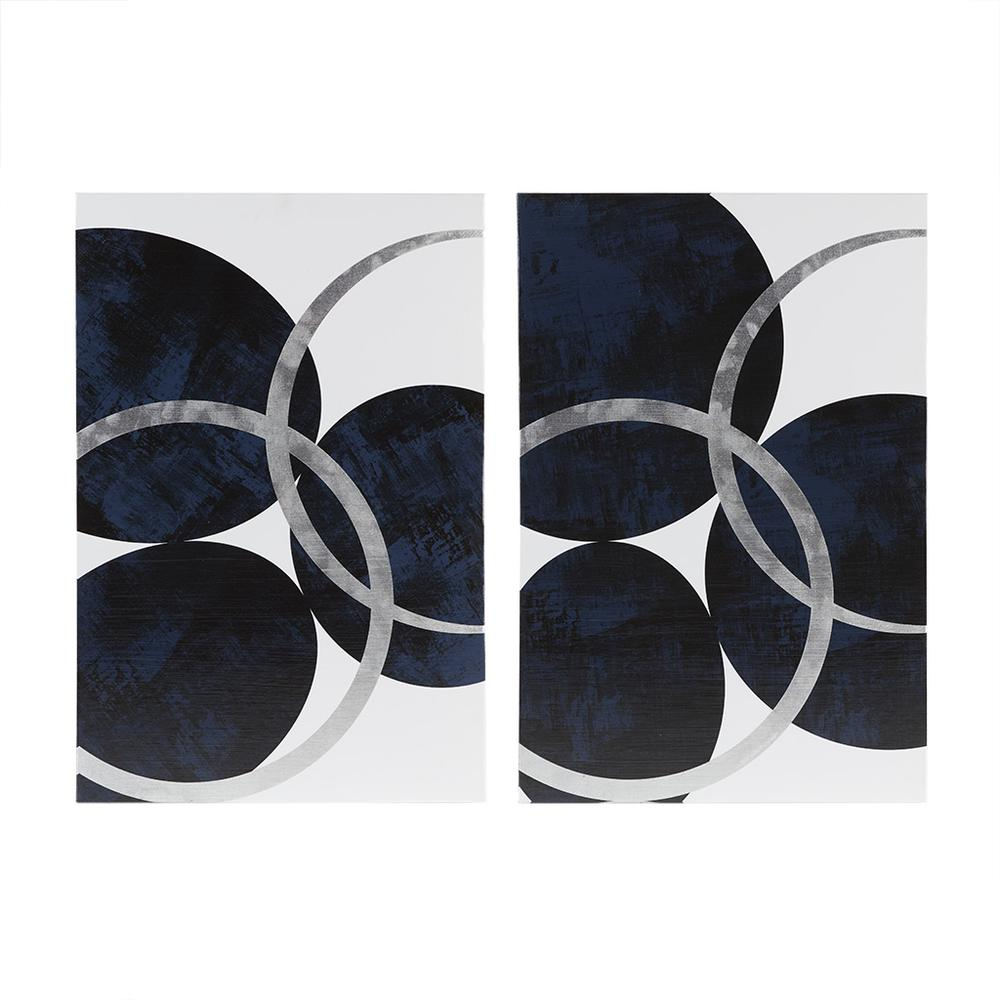 Silver Foil Abstract 2-piece Canvas Wall Art Set