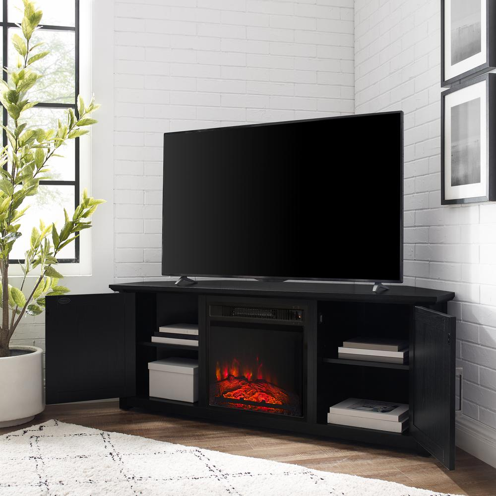 Camden 58" Corner Tv Stand W/Fireplace Black