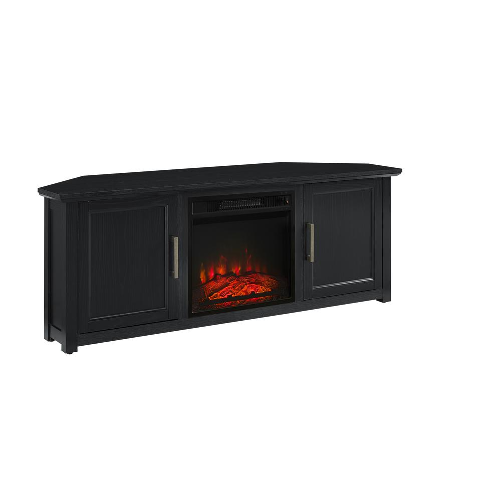 Camden 58" Corner Tv Stand W/Fireplace Black