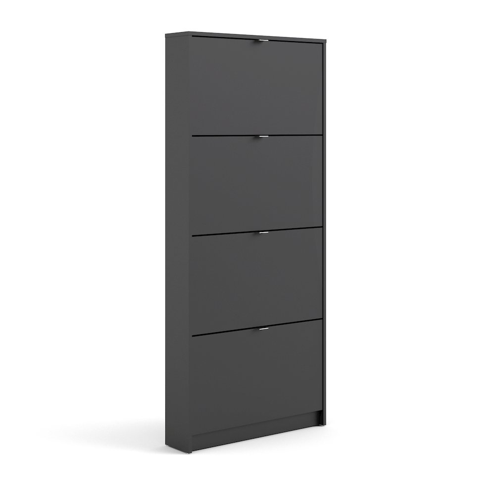 Bright 4 Drawer Shoe Cabinet, Black Matte