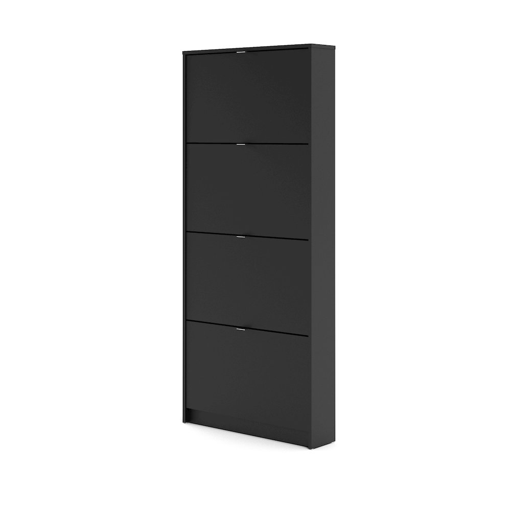 Bright 4 Drawer Shoe Cabinet, Black Matte