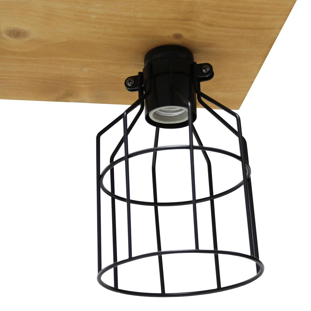 4 Light Farmhouse Beam Pendant, Light Wood