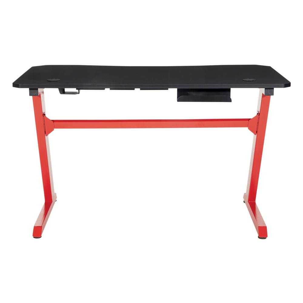 Ghost Battlestation Gaming Desk  in Matte Black Top and Red Legs, GST25-RD