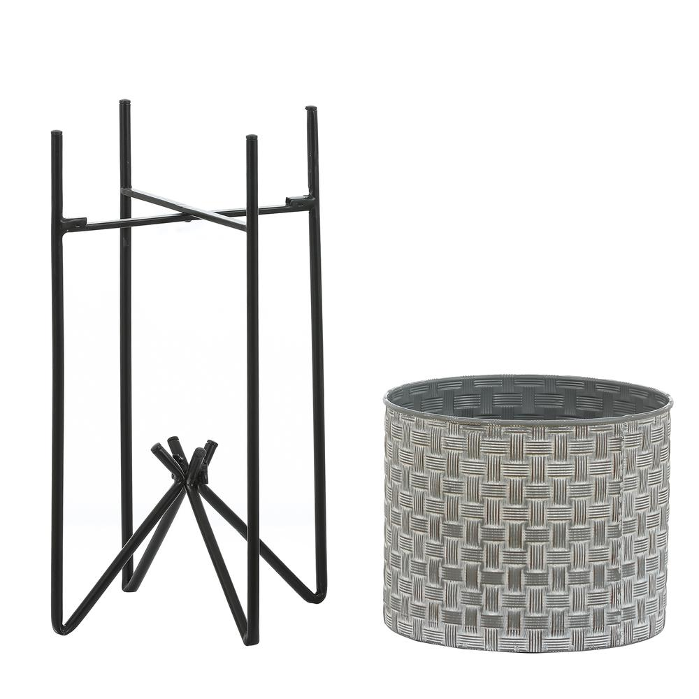 Set of 2 Metal Cachepot Planters with Stands