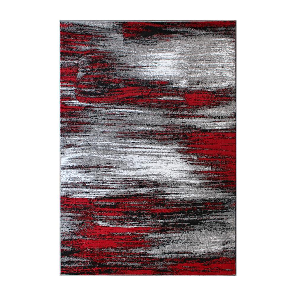 5' x 7' Red Scraped Design Area Rug - Olefin Rug with Jute Backing