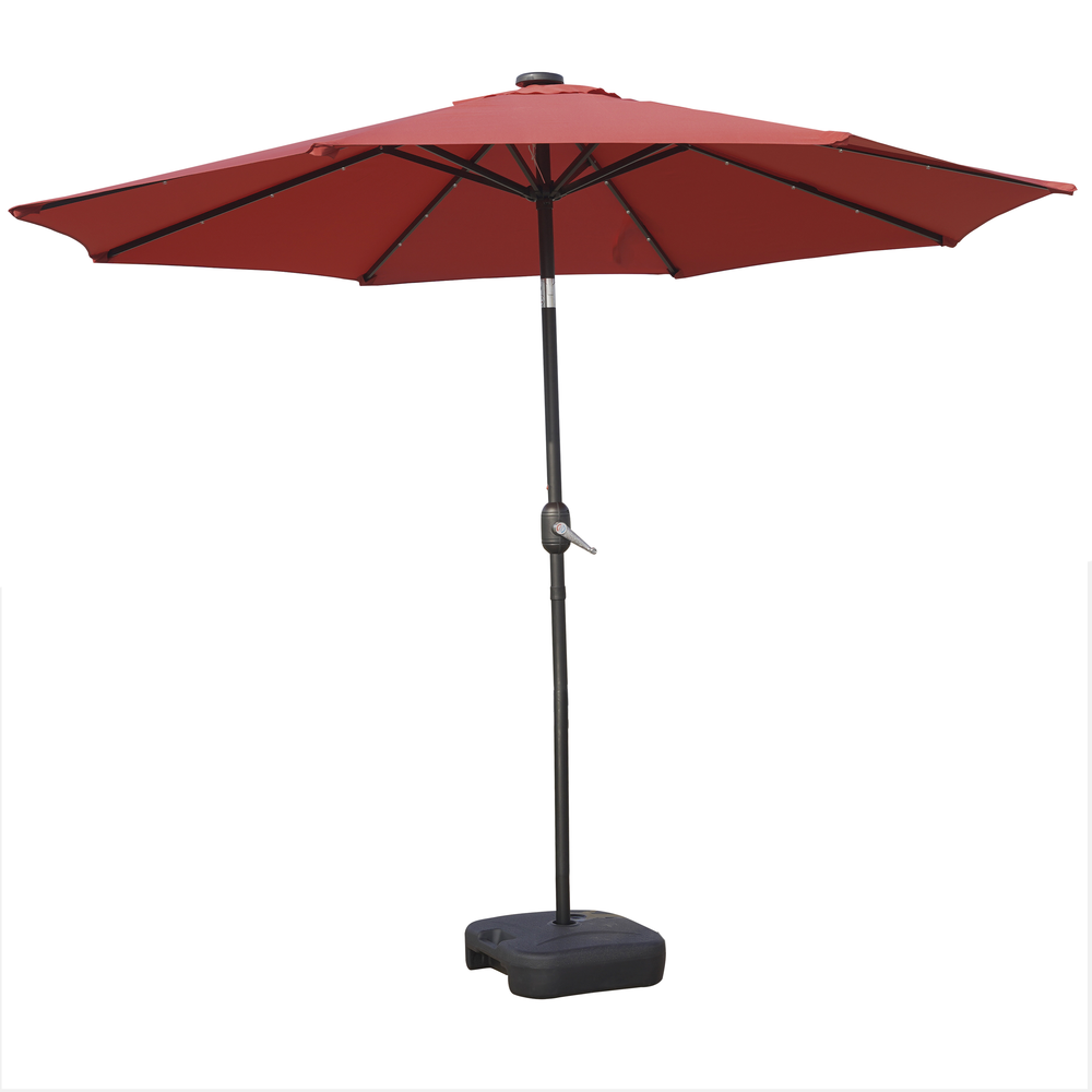 Sierra 9' Outdoor Patio Tilt Market Umbrella with Solar LED Lights