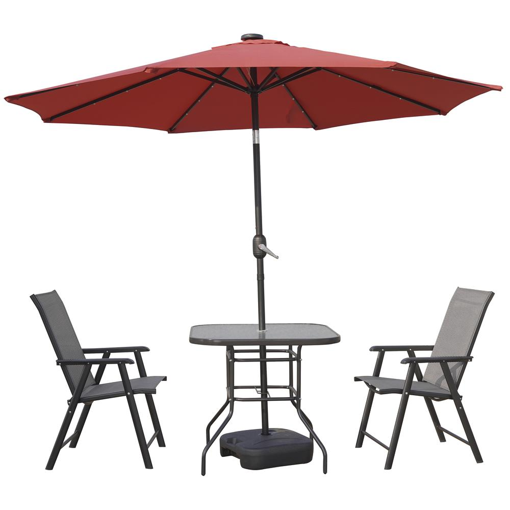 Sierra 9' Outdoor Patio Tilt Market Umbrella with Solar LED Lights