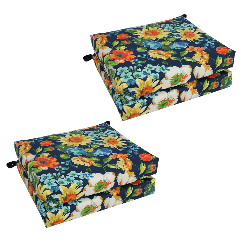 20-inch by 19-inch Patterned Outdoor Spun Polyester Chair Cushions (Set of 4)  93454-4CH-REO-59