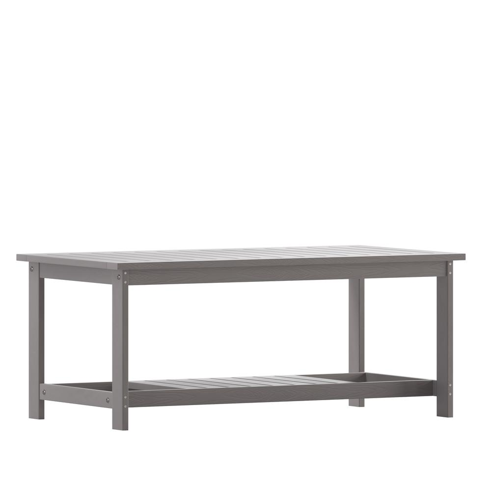 Two Tiered Adirondack Slatted Coffee Conversation Table in Gray