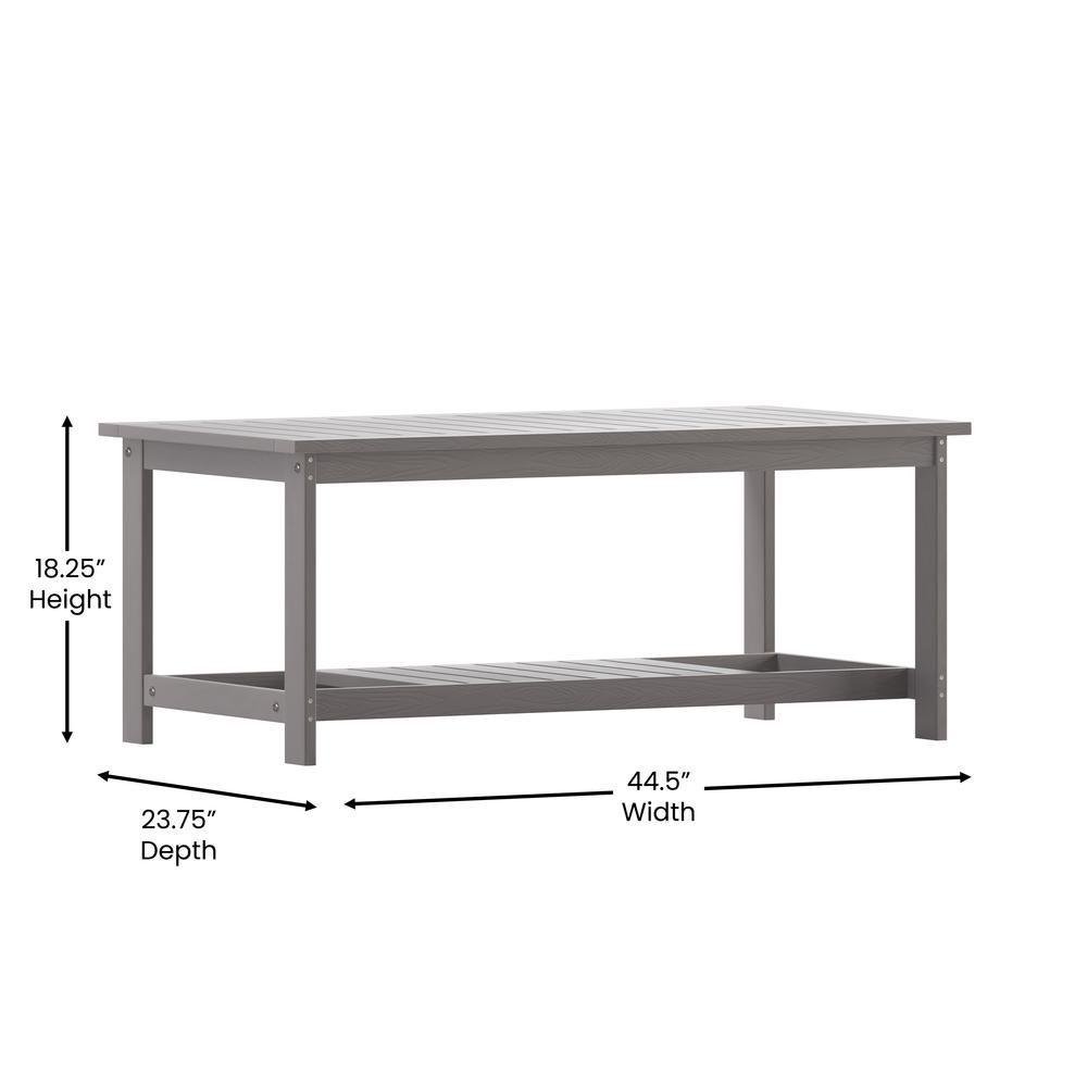 Two Tiered Adirondack Slatted Coffee Conversation Table in Gray