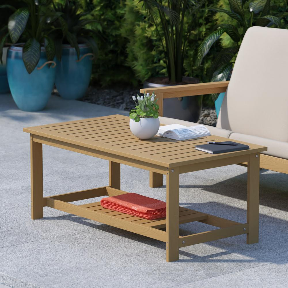 Two Tiered Adirondack Slatted Coffee Conversation Table in Natural Cedar