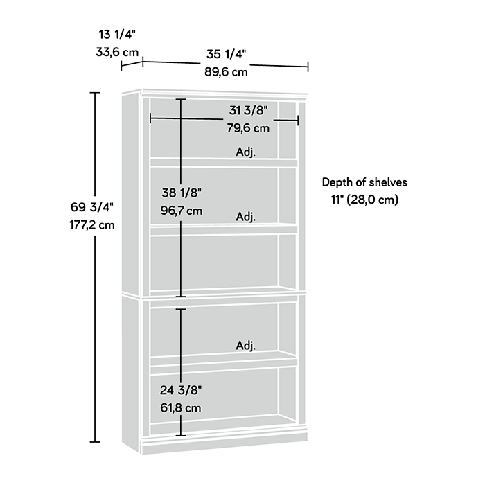 5 Shelf Bookcase Sec