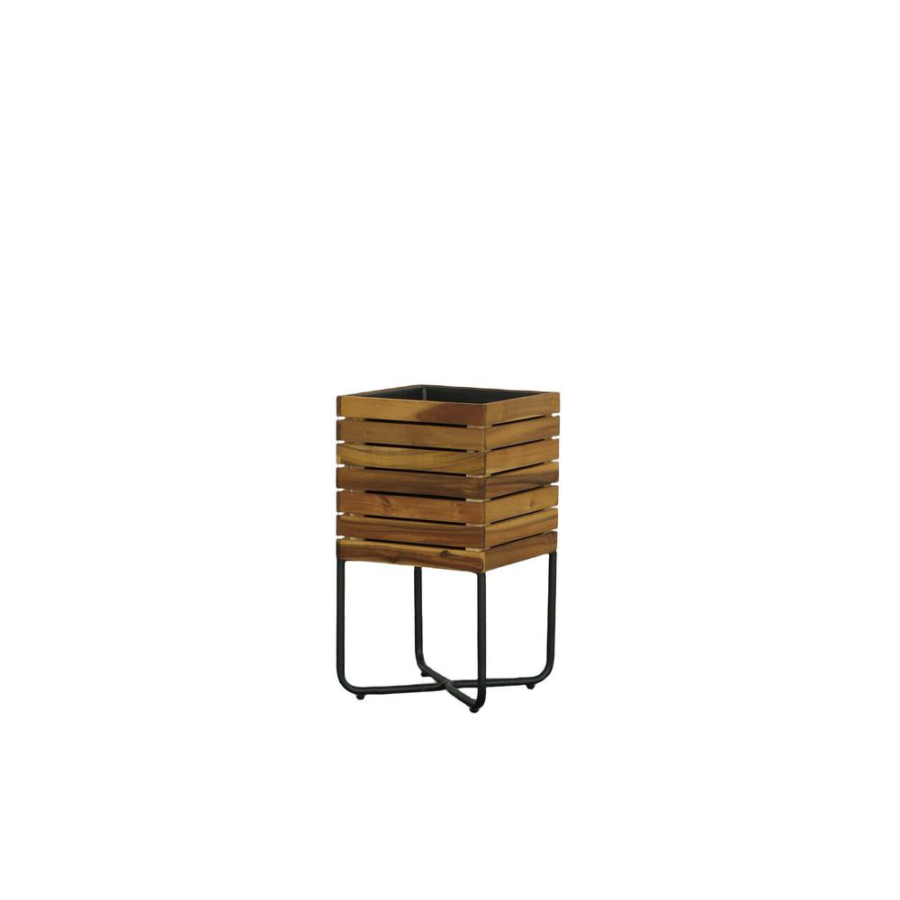 Square Planter W/Metal Legs, Natural