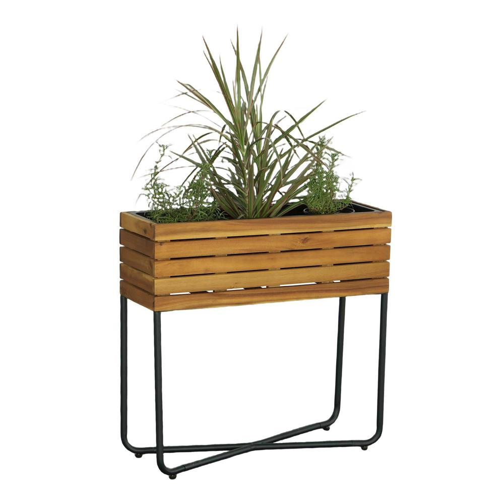 Rect Planter W/ Metal Legs, Natural