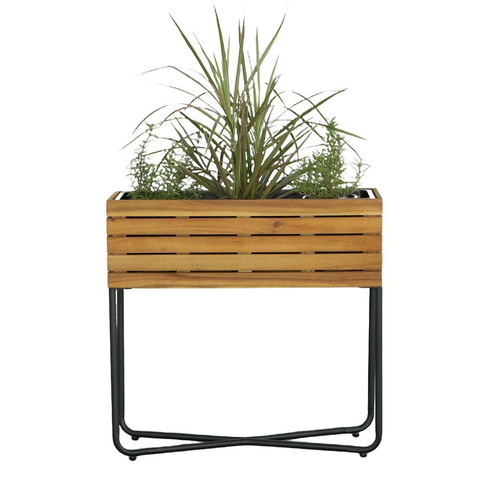 Rect Planter W/ Metal Legs, Natural