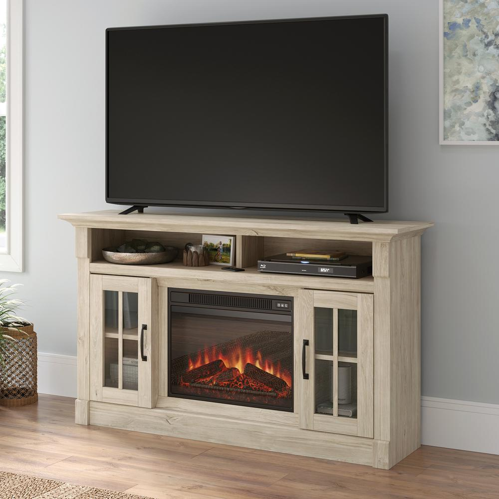 Media Fireplace Chalk Oak